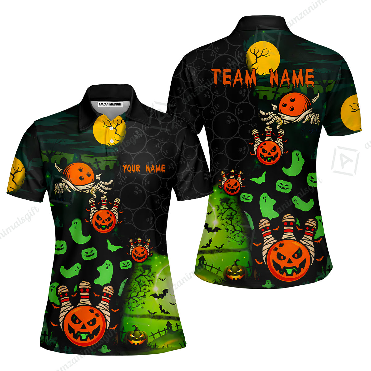 Customized Halloween Neon Ghost Bowling Jersey, Custom Name And Team Name For Bowlers