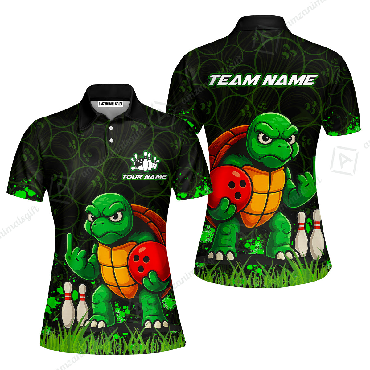 Customized Bowling Unisex Polo Shirt, Bowling Ninja Turtle, Bowling Uniform - Personalized Name And Team Name