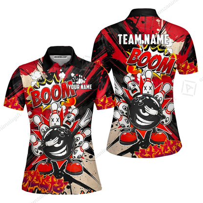 Custom Bowling Jersey Polo Shirt, Dabbing Cartoon Monster, Custom Bowling Jersey Team Shirt For Players With Name & Team Name