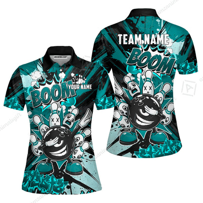 Custom Bowling Jersey Polo Shirt, Dabbing Cartoon Monster, Custom Bowling Jersey Team Shirt For Players With Name & Team Name