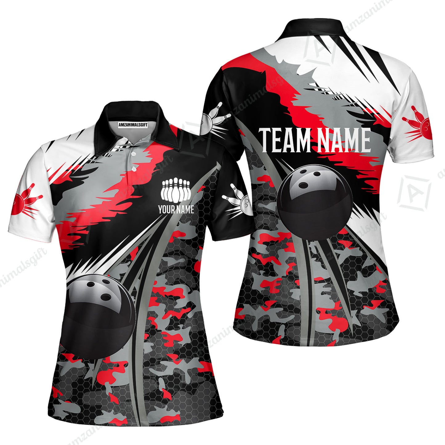 Custom Bowling Team Jersey, Personalized Long Sleeve Jersey Shirt Camo Bowling Shirt with Name & Team Name