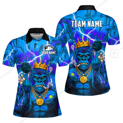 Custom Bowling Jersey Polo Shirt, Rebellious Gorilla King & Street Graffiti, Custom Bowling Jersey Team Shirt For Players With Name & Team Name