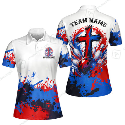 Custom Bowling Jersey Polo Shirt, Splash Pain Bowling Cross Colorful, Custom Bowling Jersey Team Shirt For Players With Name & Team Name