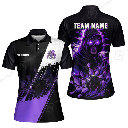 Custom Bowling Jersey Polo Shirt, Glow Reaper Bowling Custom Bowling Jersey Team Shirt For Players With Name & Team Name