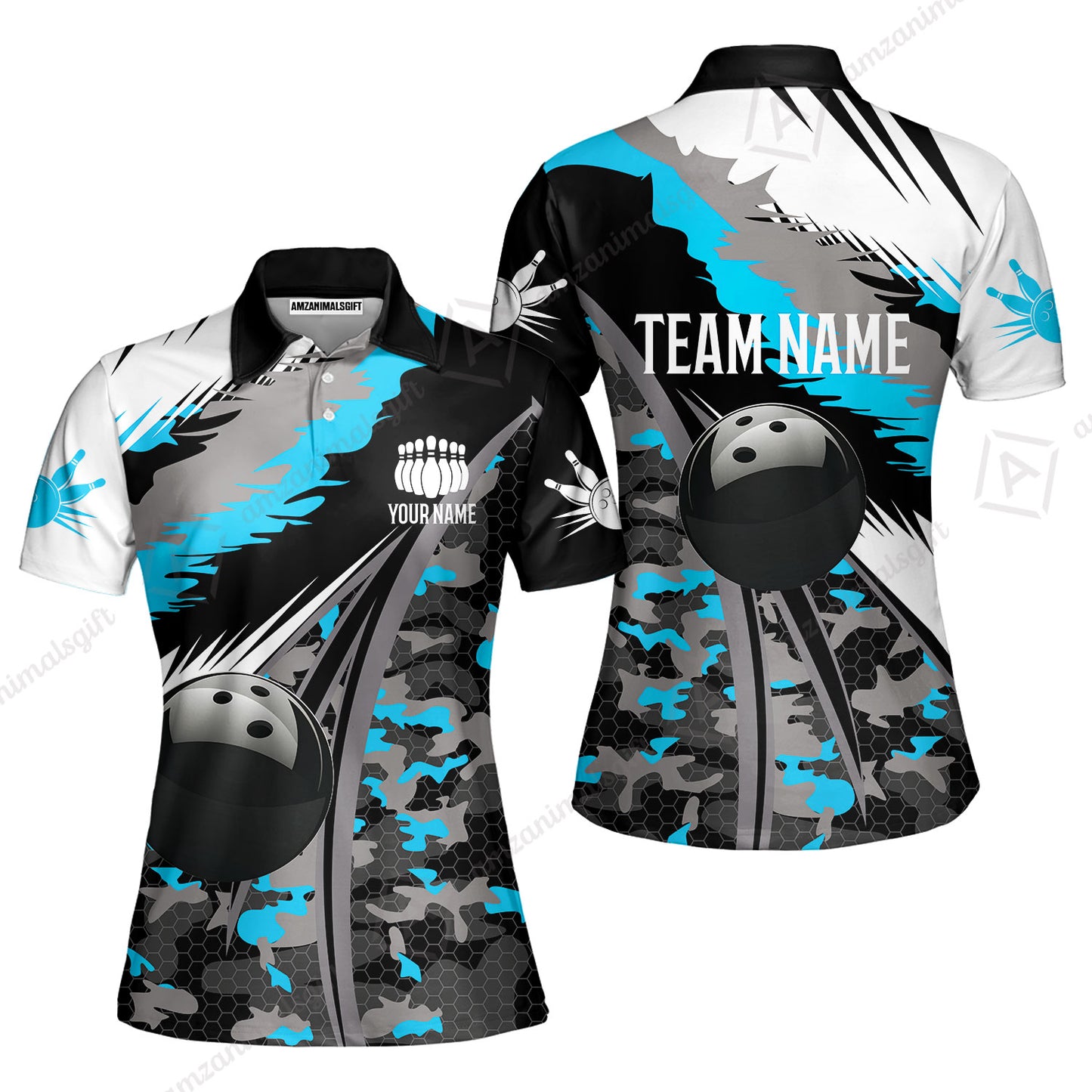 Custom Bowling Team Jersey, Personalized Long Sleeve Jersey Shirt Camo Bowling Shirt with Name & Team Name
