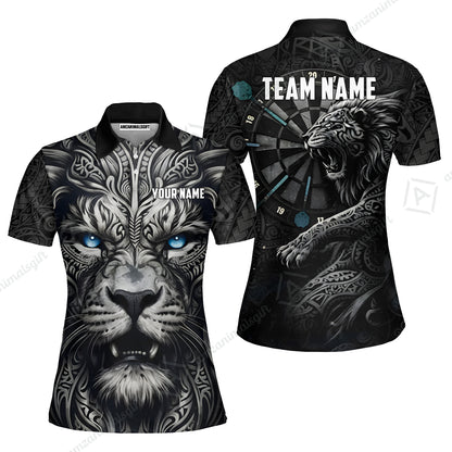 Custom Darts Team Jersey, Personalized Lion Darts Tribal Polo Shirt For Players With Name & Team Name