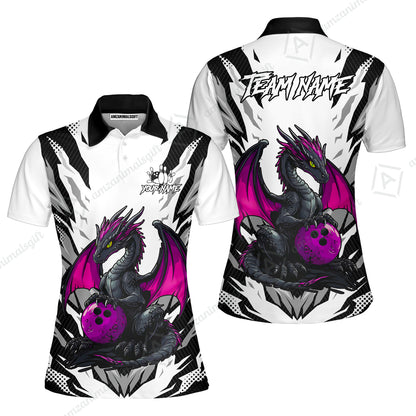 Custom Bowling Jersey Polo Shirt, Dragon Lover Custom Bowling Jersey Team Shirt For Players With Name & Team Name