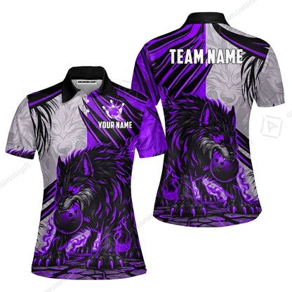 Custom Bowling Jersey Polo Shirt, Lone Wolf Strike & Emerald Frost, Custom Bowling Jersey Team Shirt For Players With Name & Team Name
