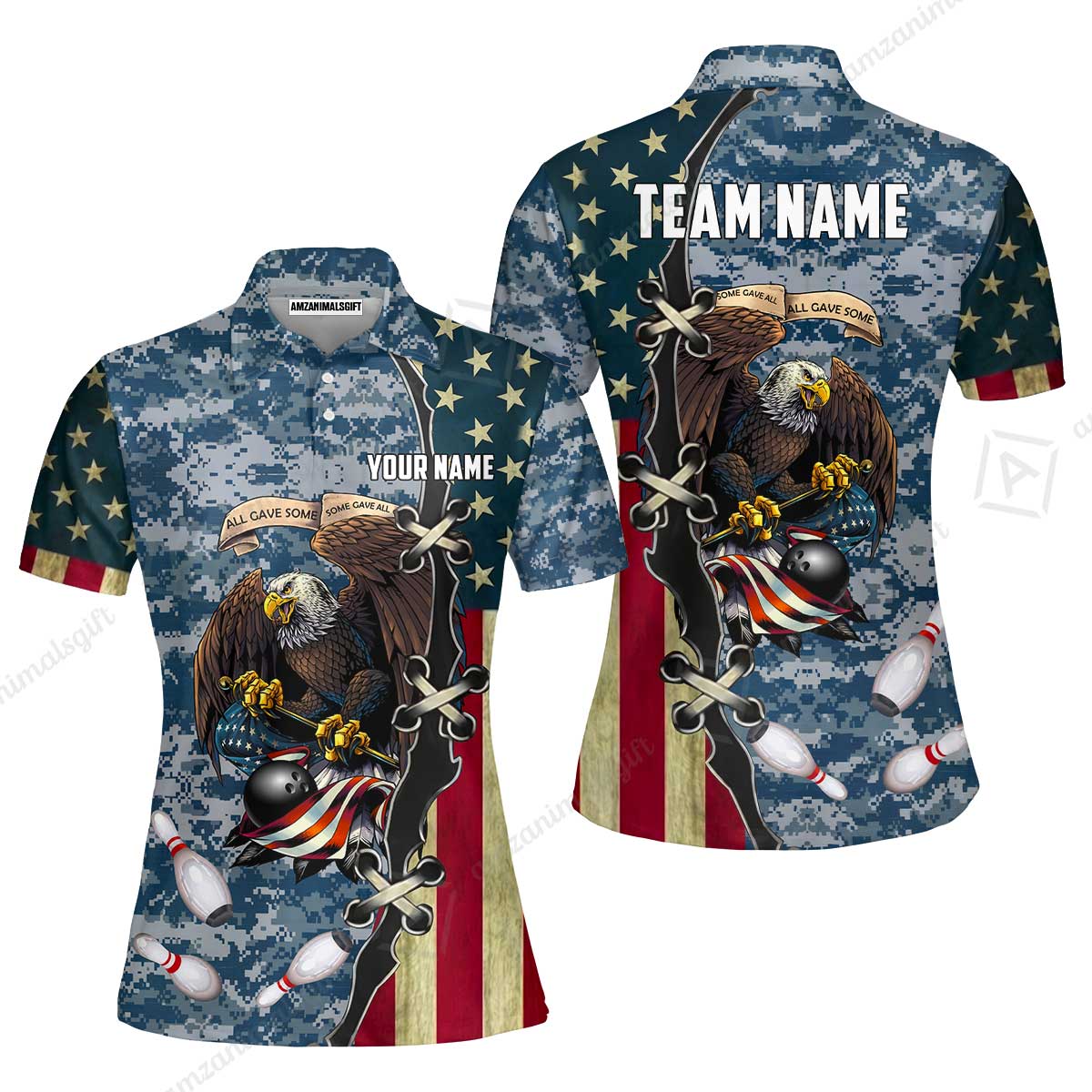 Custom Bowling Jersey Polo Shirt, All Gave Some Bowling, Personalized Name & Team Name