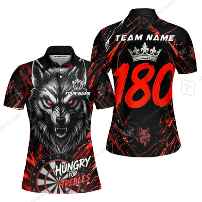 Custom Darts Jersey Polo Shirt, Wolf 180, Custom Dart Jersey Team Shirt For Players With Name & Team Name