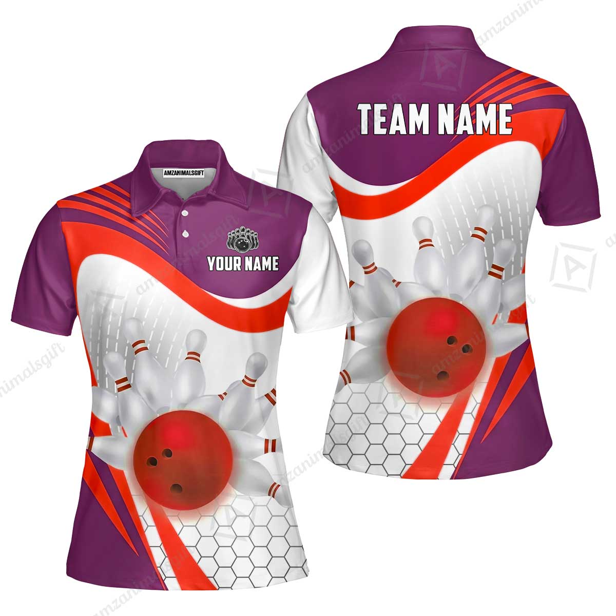 Custom Bowling Jersey Polo Shirt, Geometric Streamline & Fresh Mint, Custom Bowling Jersey Team Shirt For Players With Name & Team Name