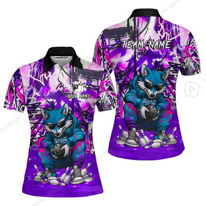 Custom Streetwear Wolf Bowling Jersey Polo Shirt, Custom Streetwear Wolf Bowling Jersey Team Shirt For Players With Name & Team Name
