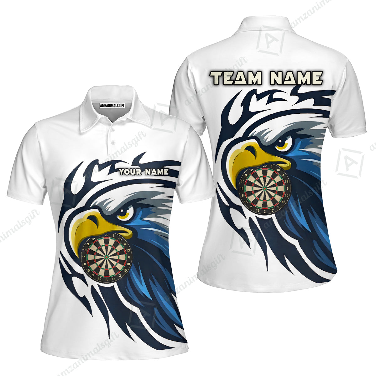 Custom Majestic Eagle Mascot Darts Jersey Polo Shirt, Custom Majestic Eagle Mascot Dart Jersey Team Shirt For Players With Name & Team Name