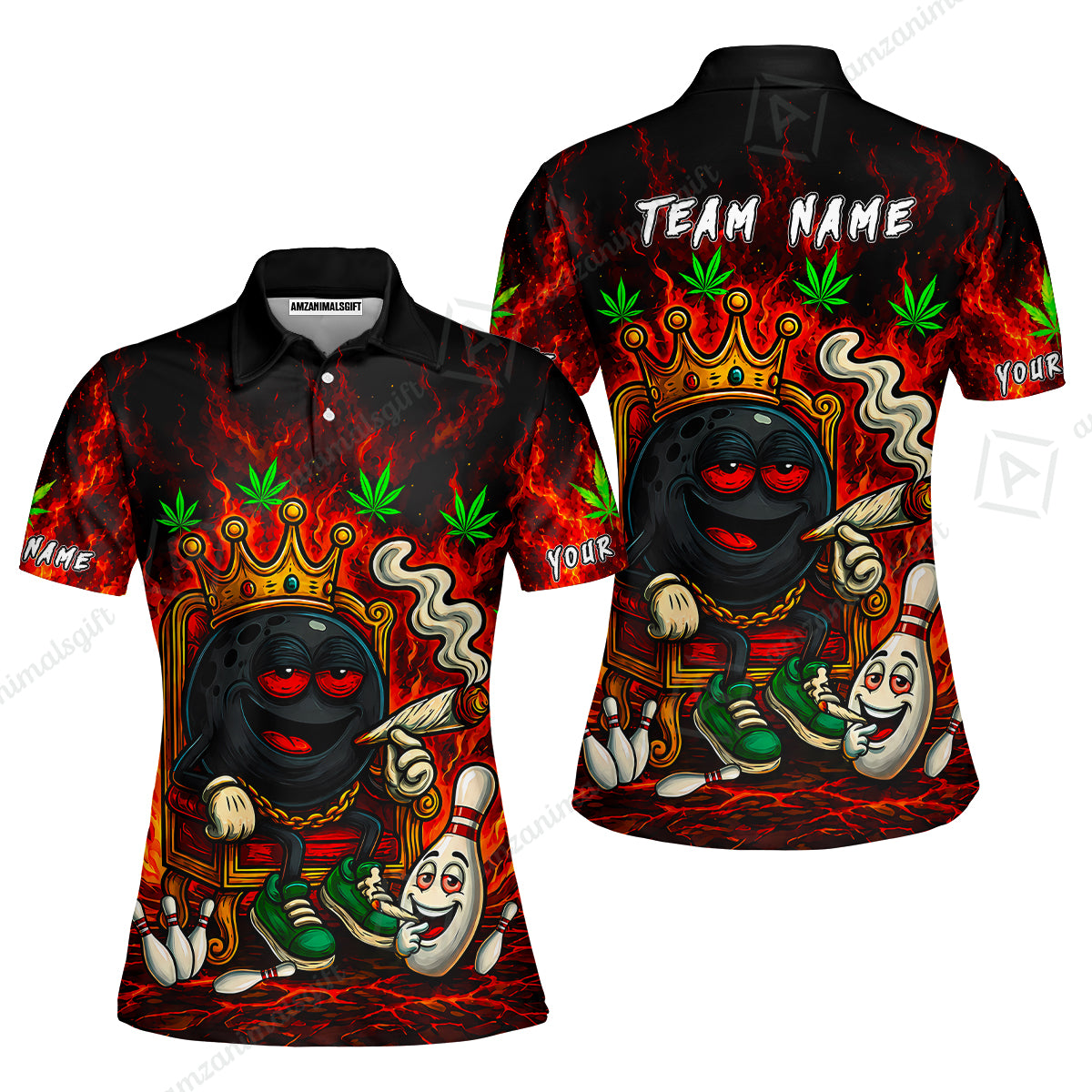 Custom Bowling Jersey Polo Shirt, Stoner Bowling, Personalize Name and Team Name