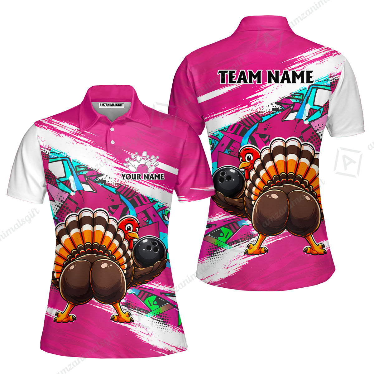 Custom Bowling Jersey Polo Shirt, Turkey Bowling, Personalized Name And Team Name