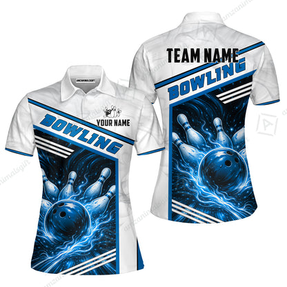 Custom Bowling Jersey Polo Shirt, Retro Racing & Fire Strike, Custom Bowling Jersey Team Shirt For Players With Name & Team Name