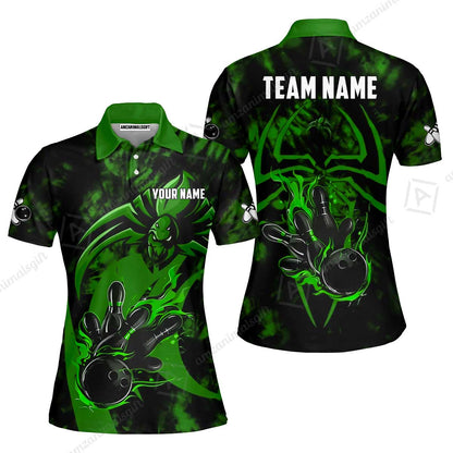 Custom Bowling Jersey Polo Shirt, Neon Venom Spider Monster, Custom Bowling Jersey Team Shirt For Players With Name and Team Name