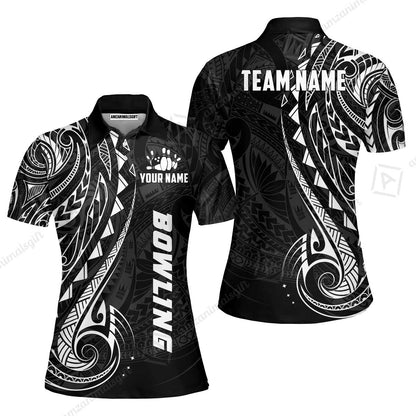 Custom Bowling Jersey Polo Shirt, Polynesian Maori Tribal Tattoo Bowling, Custom Bowling Jersey Team Shirt For Players With Name and Team Name