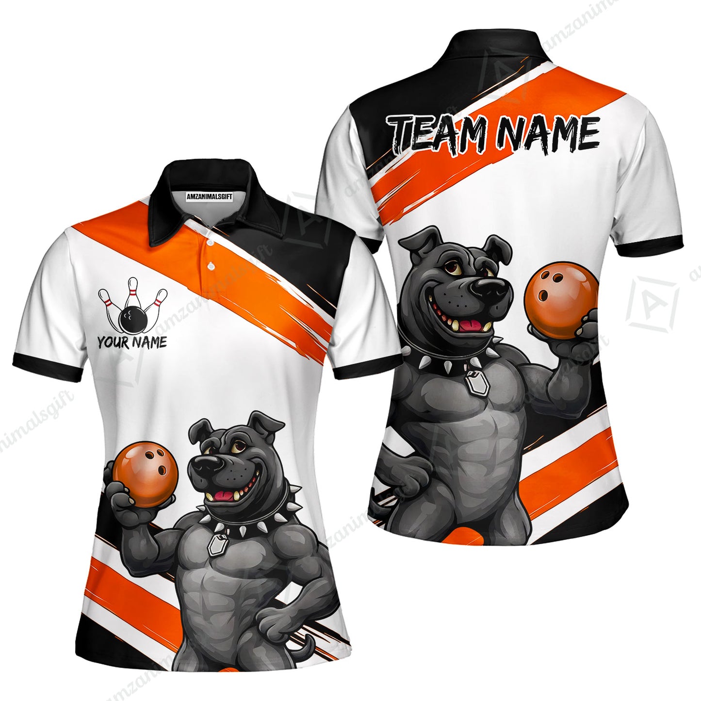 Custom Bowling Jersey Polo Shirt, Badass Dog Bowling Custom Bowling Jersey Team Shirt For Players With Name & Team Name