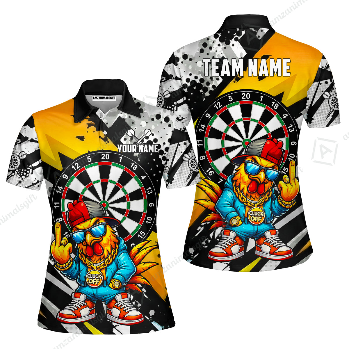 Custom Darts Team Jersey, Personalized Street Rebel Rooster Darts Polo Shirt For Players With Name & Team Name