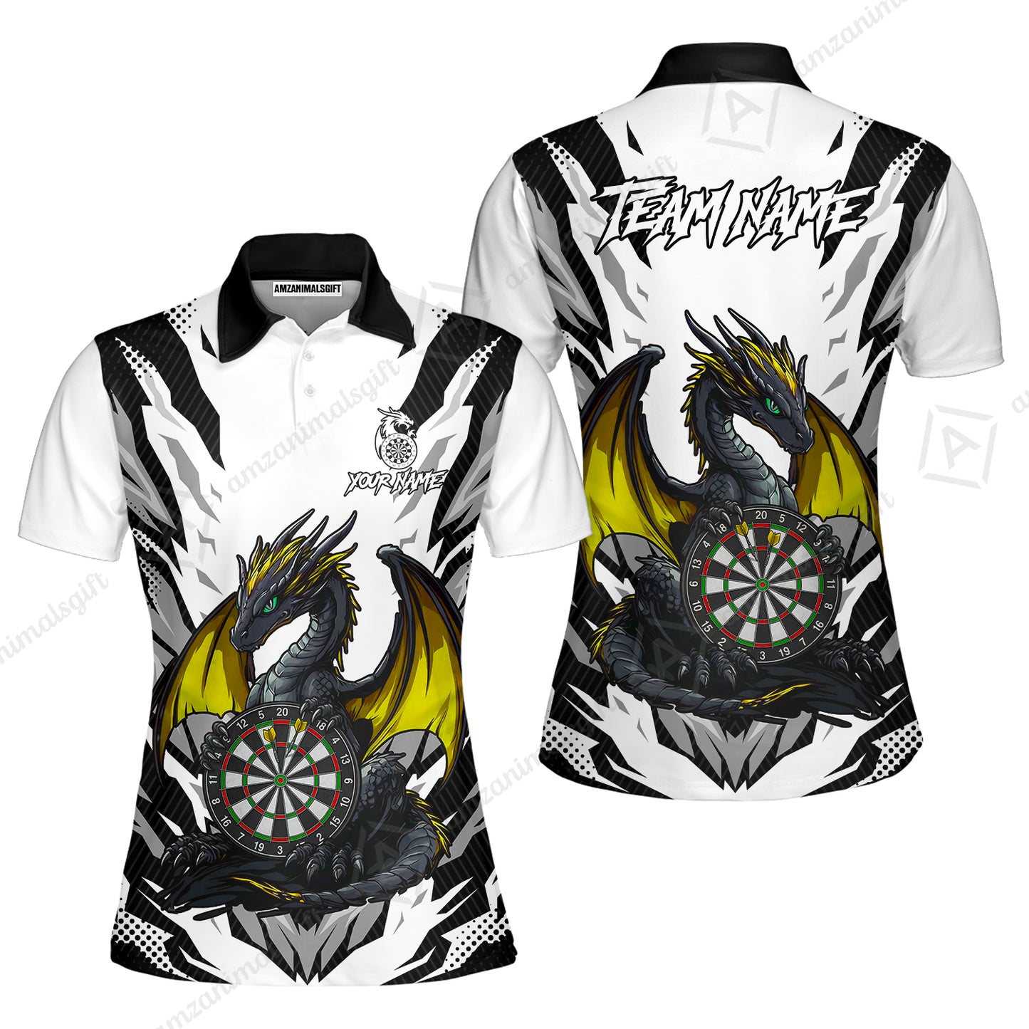 Custom Darts Team Jersey, Personalized Fantasy Dragon Dart Polo Shirt For Players With Name & Team Name