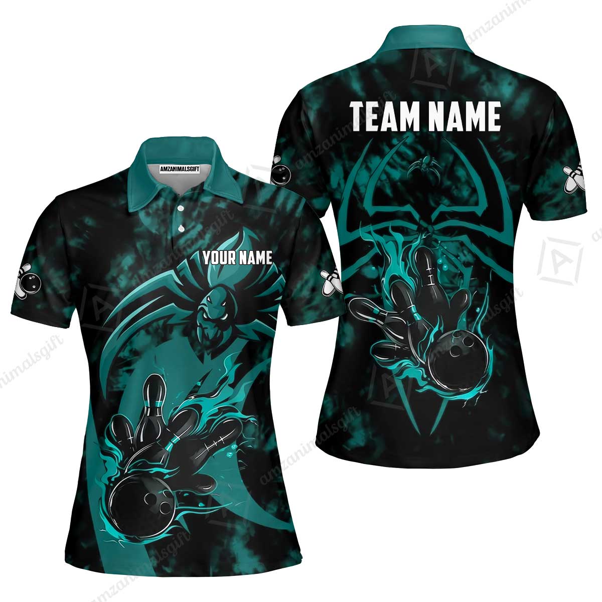 Custom Bowling Jersey Polo Shirt, Neon Venom Spider Monster, Custom Bowling Jersey Team Shirt For Players With Name and Team Name
