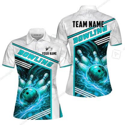 Custom Bowling Jersey Polo Shirt, Retro Racing & Fire Strike, Custom Bowling Jersey Team Shirt For Players With Name & Team Name