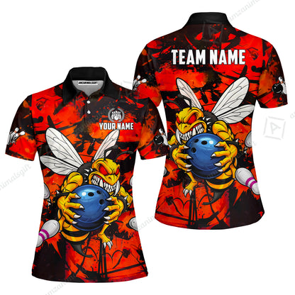 Custom Bowling Jersey Polo Shirt, The Wild Wasp Strike, Custom Bowling Jersey Team Shirt For Players With Name & Team Name