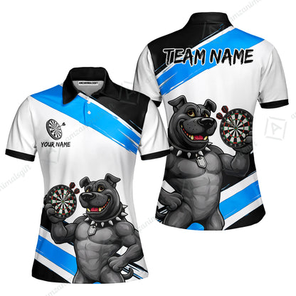 Custom Darts Jersey Polo Shirt, Pitbull Hold Dart Board, Custom Dart Jersey Team Shirt For Players With Name & Team Name