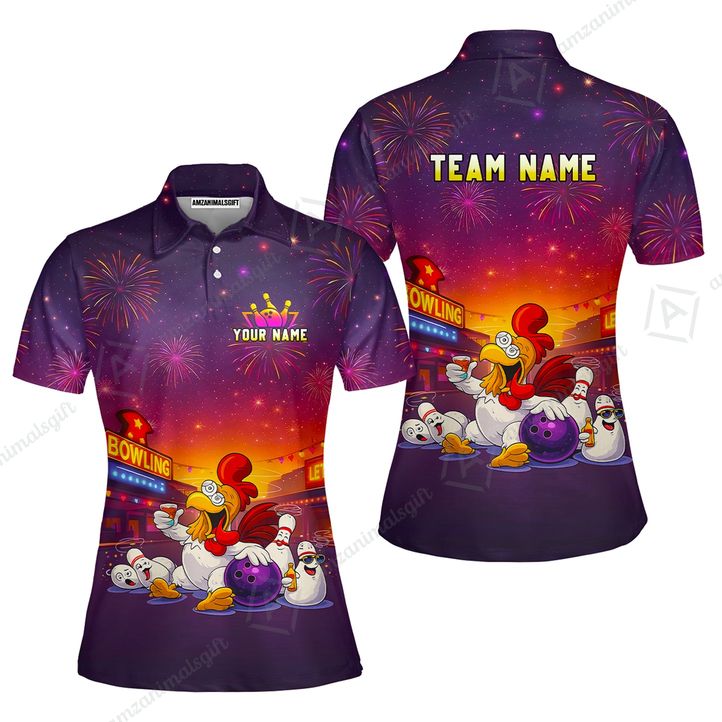 Custom The Tipsy Rooster Bowling Jersey Polo Shirt, Custom The Tipsy Rooster Bowling Jersey Team Shirt For Players With Name & Team Name