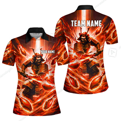 Custom Bowling Jersey Polo Shirt, Japanese Samurai Warrior Bowling, Custom Bowling Jersey Team Shirt For Players With Name & Team Name