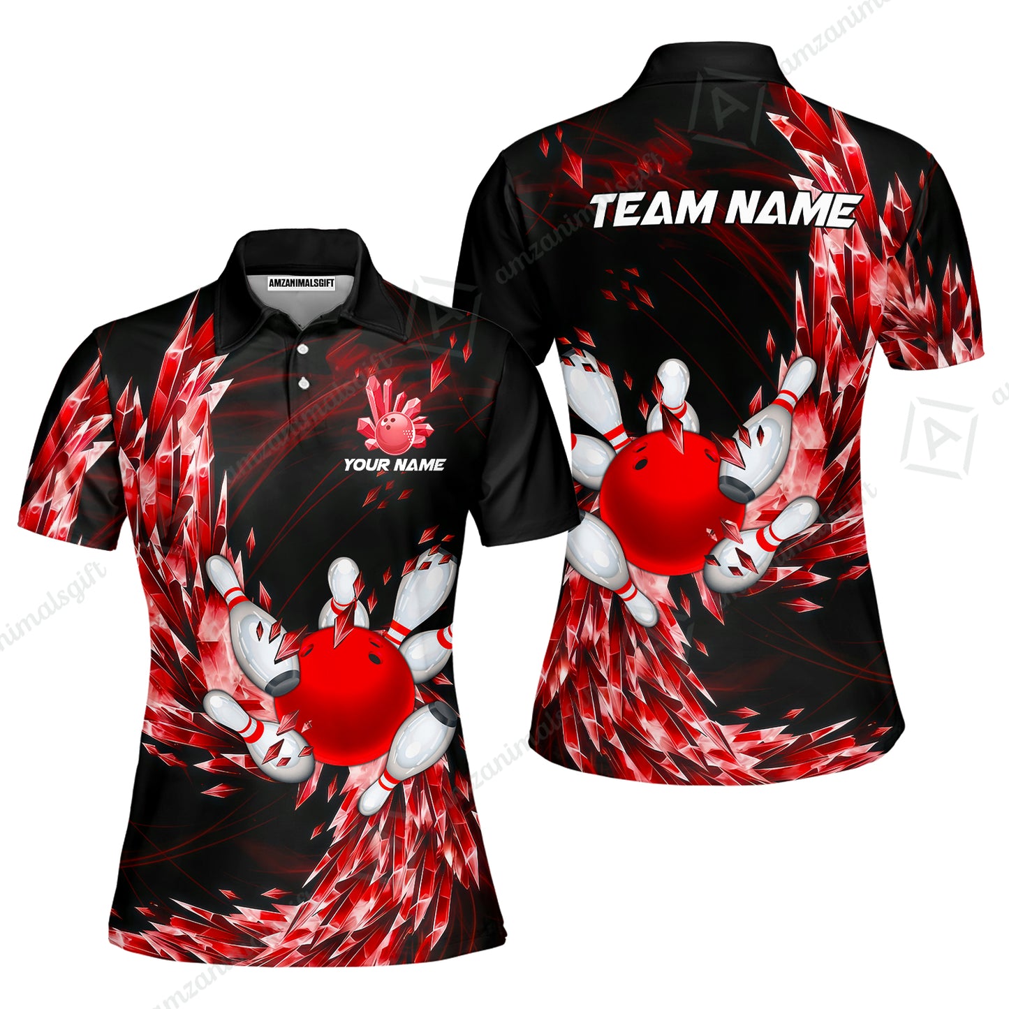 Custom Bowling Jersey Polo Shirt, Crystal Explosion Bowling Custom Bowling Jersey Team Shirt For Players With Name & Team Name