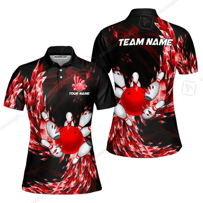 Custom Bowling Jersey Polo Shirt, Crystal Explosion Bowling Custom Bowling Jersey Team Shirt For Players With Name & Team Name