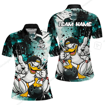 Custom Bowling Jersey Polo Shirt, Cool Duck Bowling, Custom Bowling Jersey Team Shirt For Players With Name & Team Name