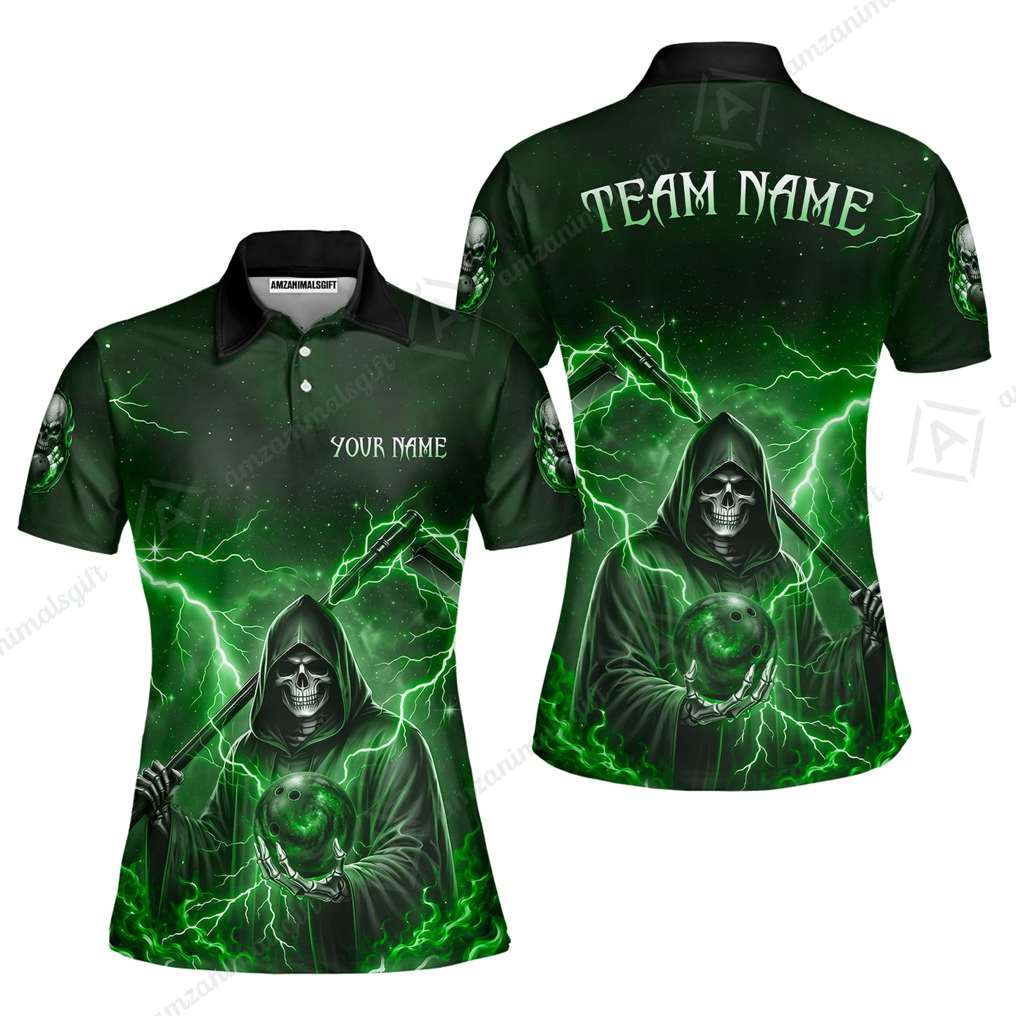 Custom Bowling Jersey Polo Shirt, Multiple Colors Death, Custom Bowling Jersey Team Shirt For Players With Name & Team Name