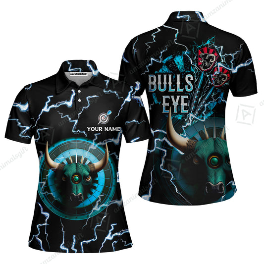 Customized Darts Women Polo Shirt, Bullseye Dartboard, Personalized Name Darts And Bull Women Polo Shirt- Perfect Gift For Darts Lovers, Darts Players