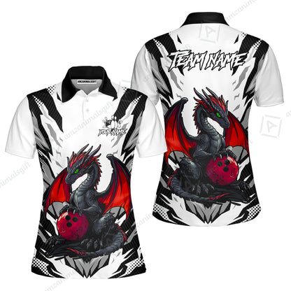 Custom Bowling Jersey Polo Shirt, Dragon Lover Custom Bowling Jersey Team Shirt For Players With Name & Team Name