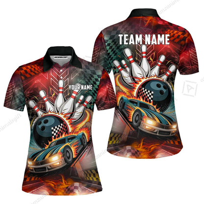 Custom Bowling Jersey Polo Shirt, Bowling Thunder Racing, Custom Bowling Jersey Team Shirt For Players With Name and Team Name
