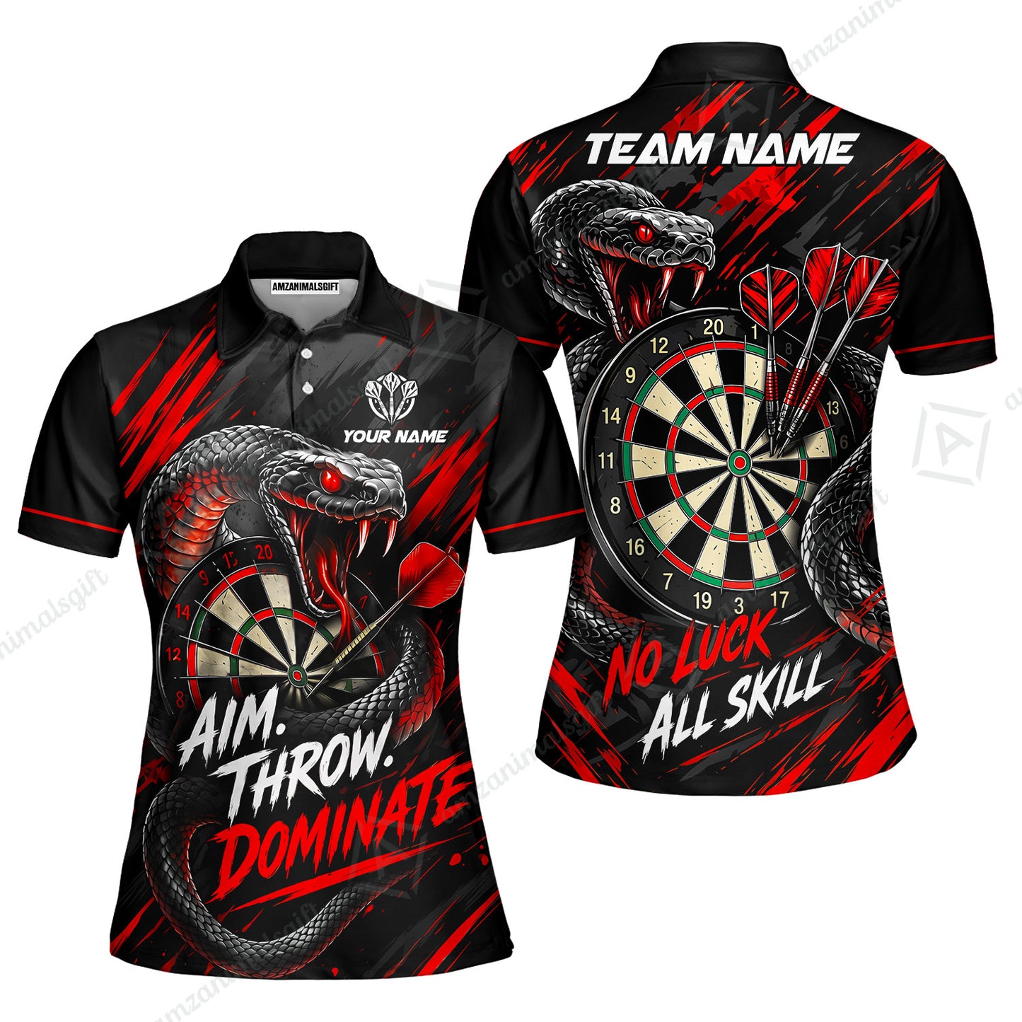 Customized Darts Team Jersey, Personalized Snake Darts Abstract Background Polo Shirt For Players With Name & Team Name