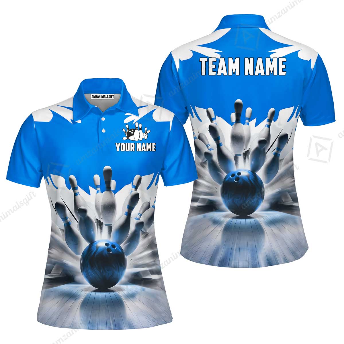 Custom Bowling Jersey Polo Shirt, Electric Marble Strike, Custom Bowling Jersey Team Shirt For Players With Name and Team Name