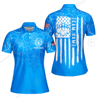 Custom Bowling Jersey Polo Shirt, Vibrant Kelly Ball Pattern Flag, Custom Bowling Jersey Team Shirt For Players With Name and Team Name
