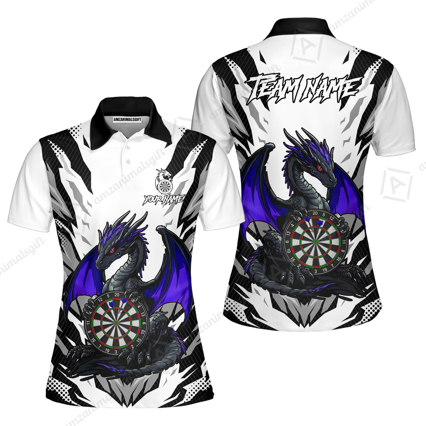 Custom Darts Team Jersey, Personalized Fantasy Dragon Dart Polo Shirt For Players With Name & Team Name