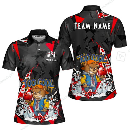 Custom Bowling Jersey Polo Shirt, Streetwear Style Bear Bowling, Custom Bowling Jersey Team Shirt For Players With Name & Team Name