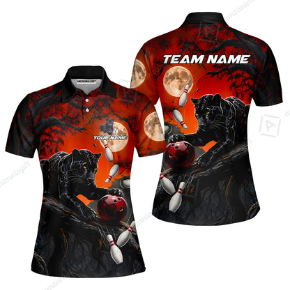 Customized Bowling Shirt, Midnight Panther, Personalized Polo Shirt For Players With Name & Team Name