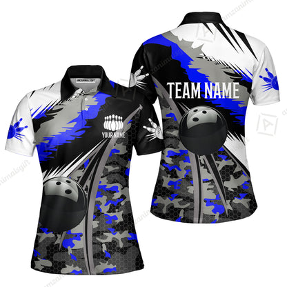 Custom Bowling Team Jersey, Personalized Long Sleeve Jersey Shirt Camo Bowling Shirt with Name & Team Name