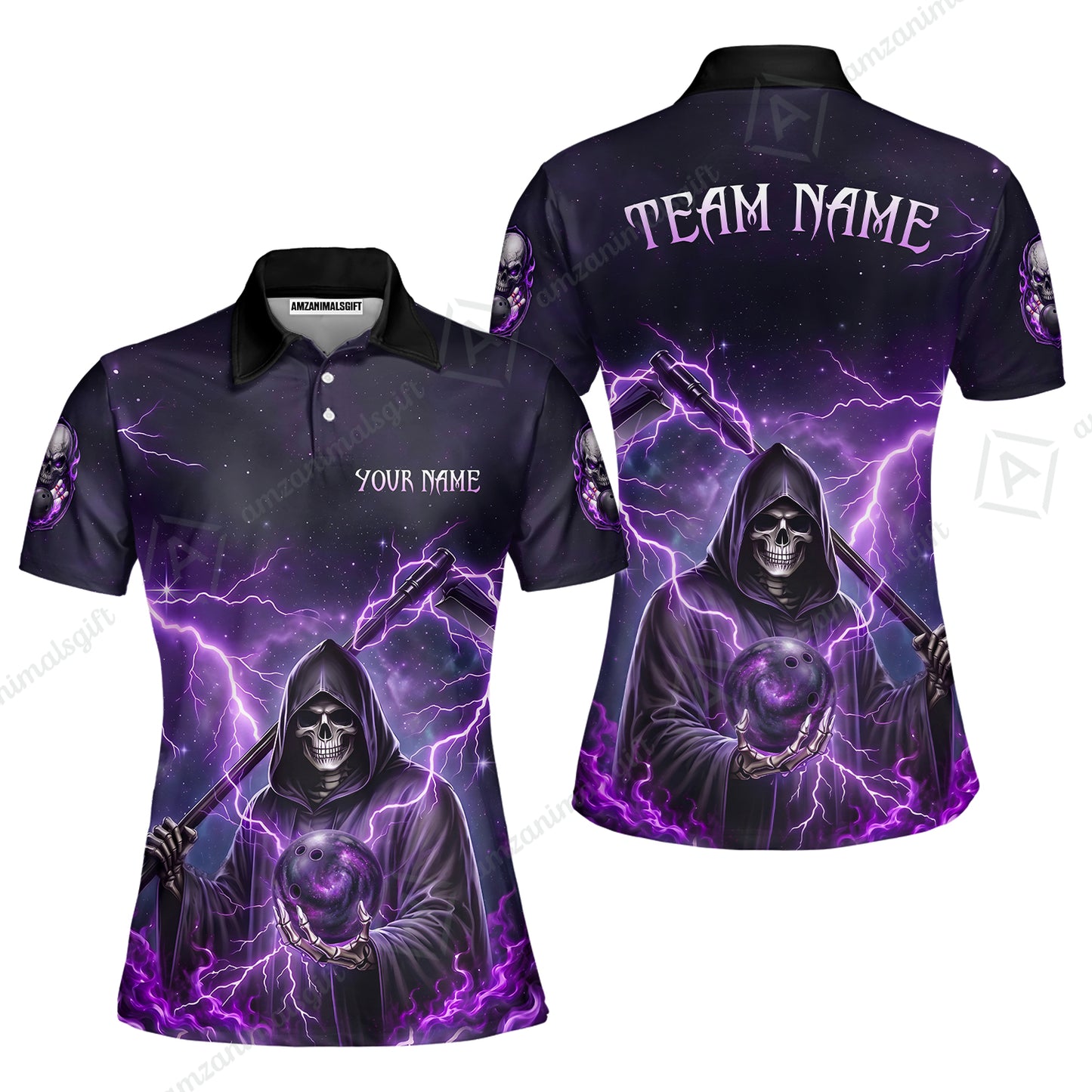 Custom Bowling Jersey Polo Shirt, Multiple Colors Death, Custom Bowling Jersey Team Shirt For Players With Name & Team Name