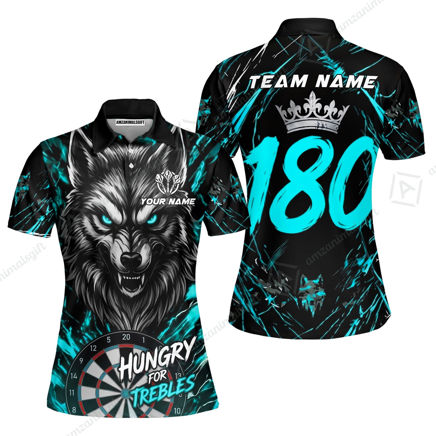 Custom Darts Jersey Polo Shirt, Wolf 180, Custom Dart Jersey Team Shirt For Players With Name & Team Name