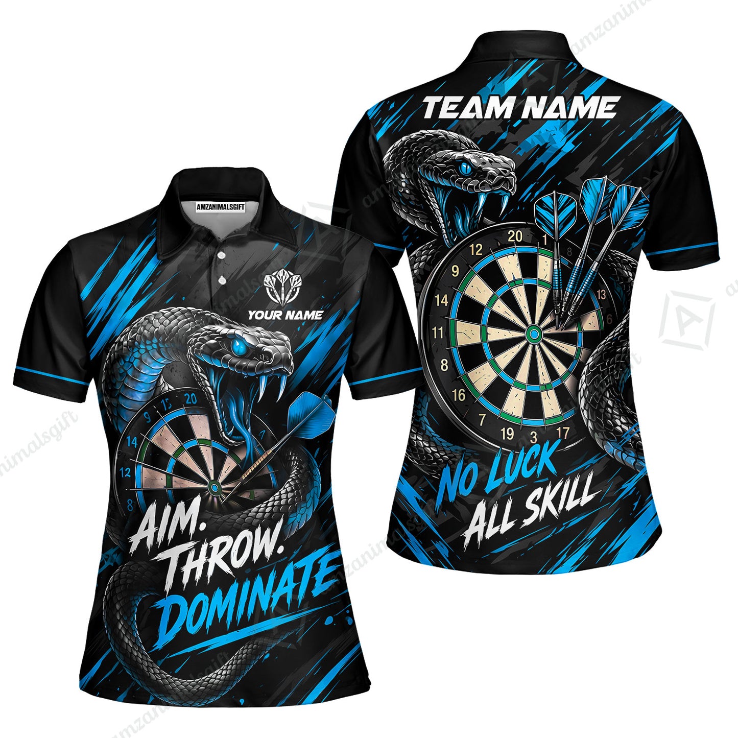 Customized Darts Team Jersey, Personalized Snake Darts Abstract Background Polo Shirt For Players With Name & Team Name