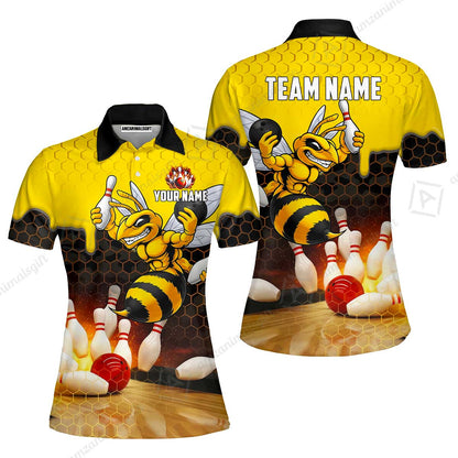 Customized Hornet Strike & Honeycomb Dripping Bowling Jersey, Custom Name And Team Name For Bowlers