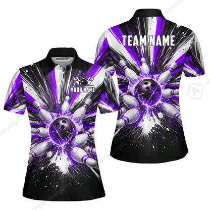Custom Bowling Jersey Polo Shirt, Electric Burst Explosion, Custom Bowling Jersey Team Shirt For Players With Name and Team Name